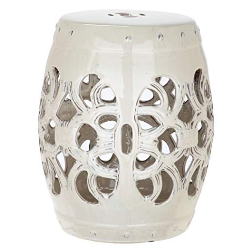Safavieh Imperial Vine Ceramic Decorative Garden Stool, Cream