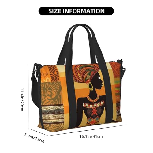 Travel Duffel Bag for Men Gym Bag, African Woman Luggage Bag with Shoulder Strap, Large Gym Tote Bag for Women, Weekender Overnight Bag, Foldable Carry on Bag for Airplane3