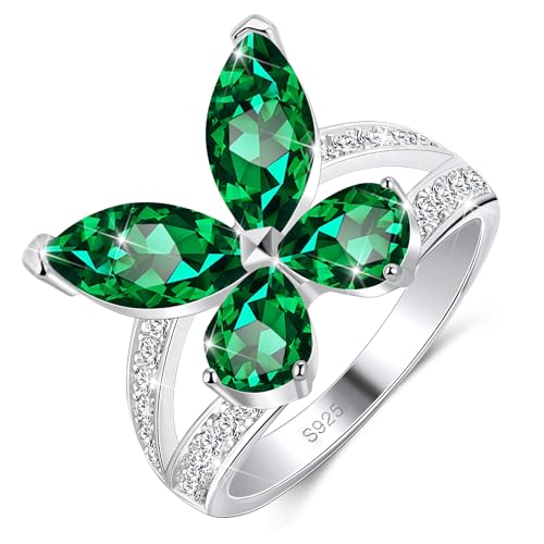 Birthstone Butterfly Ring For Women, Sterling S925 Silver Ring, Engagement Rings Promise Rings For Her