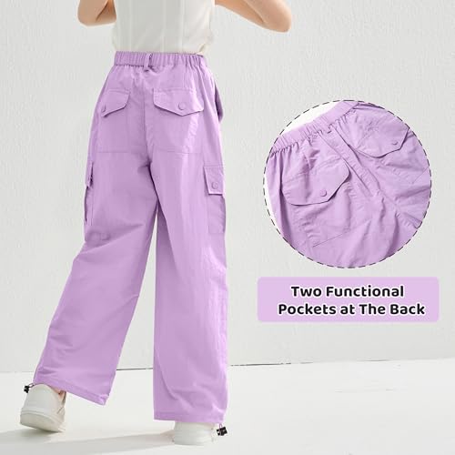 Image of Rolanko Parachute Pants for Girls Y2K Cargo Trousers with Pockets Harajuku Jogger Pants Kids 4-14 Years