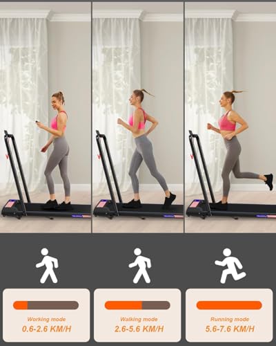 Image of 2.25HP Walking Mat Treadmill,2-in-1 Foldable Under Desk Treadmill with Handle Bar 16 inches Wide Running Belt,LED Touch Screen,Remote Control for Home /Office Use