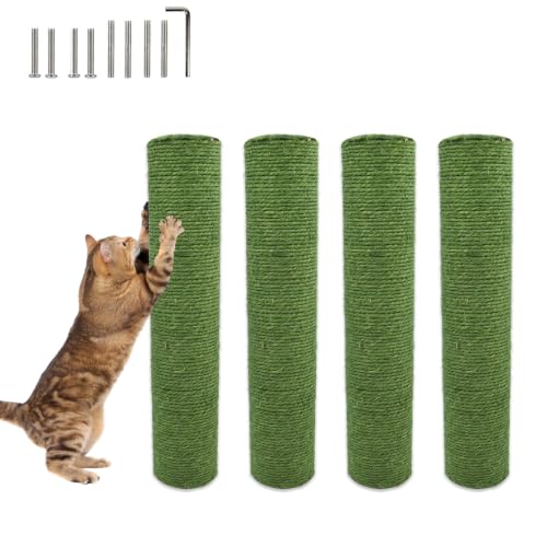 Image of 4 Pcs Cat Scratching Posts Replacement,15.7 inchx3.1''Natural Sisal Cat Tree Post Replace Parts for Indoor Cats Tower Repair Scratch Refill Poles with M8 Screws for Kitten Spare Furniture Accessories