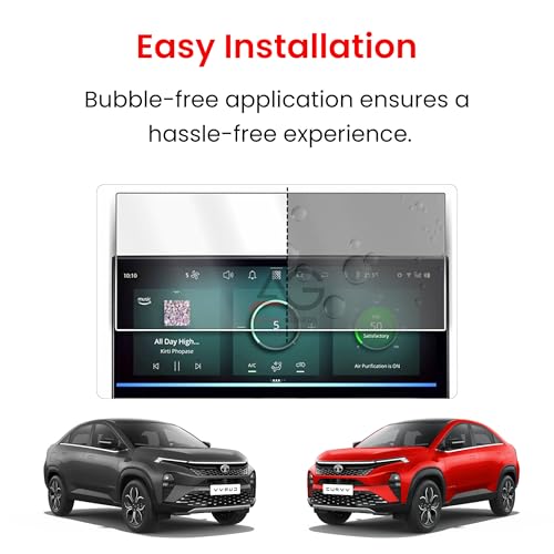 Image of Screen Guard For TATA CURVV 2024 | 12.3 INCH INFOTAINMENT + INSTRUMENT CLUSTER + STEERING + AC Protector | TataCurvv Car Digital Display Accessories [Not Tempered Glass]
