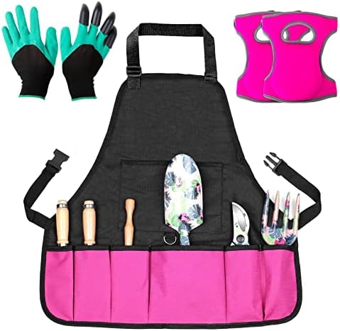 Eeauld 3 Piece Garden Tool Set,with Garden Apron,gardening knee pads Claw Gardening Gloves for Planting, Ideal Garden Tool Kit Gifts for Women Men Beginners Gardeners