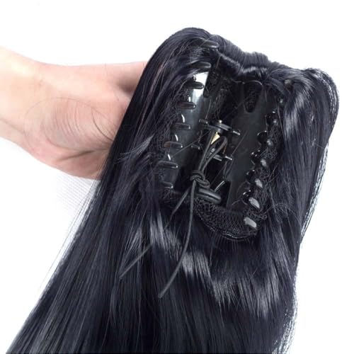 Extensiones de cola de caballo sintéticas onduladas y rizadas color castaño 5