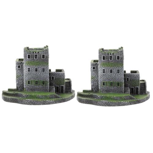 Yardwe 2 Pezzi paesaggio del serbatoio di pesce corallo Decorazione acquario con colonna romana kit stagno Castello in resina paesaggistica per acquario ornamento del serbatoio di pesce