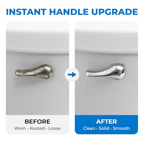 Image of Qualihome Chrome Finish Side Mount Toilet Handle Replacement Kit, Universal Toilet Tank Flush Lever Fits Most Standard Side-Mount Toilet Tanks