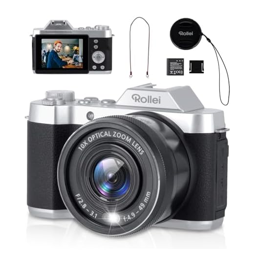 Rollei Powerflex Digitalkamera 10x Retro 10X Optischem Zoom((2,88" Display) 64MP 4K Fotokamera mit Akku Fotoapparat mit 8 Fotomodi Tragbar Kompaktkamera Vintage, Digital-Kamera-Fotoapparat-Camera