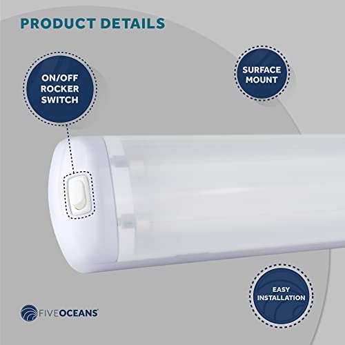 Five Oceans Fluorescent Interior Light Bar, Rv Lights Interior, Dual Tube Ceiling Light With On-Off Rocker Switch, 12 Volts, For Car, Rv, Trailer, Trucks, Camper, Boat - Fo2202 #TOP3