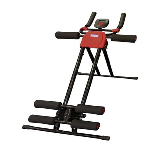 Aparelho Abdominal Máquina Vertical WCT Fitness Plataforma Exercício Tonificador Abdômen Portátil 6 Níveis Intensidade Maquina Perder Barriga Cor Preto Vermelho