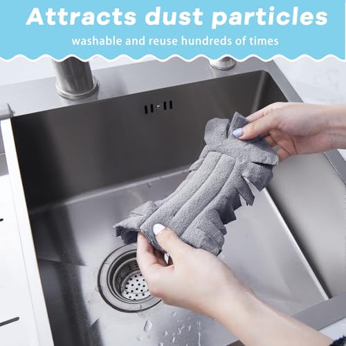 Image of Zubebe 3 Pcs Reusable Duster Refills Fleece,Blue, Green, Gray | Soft Polyester Fiber Flat Duster Refill Multi Surface Washable Cleaning Pad Tools for Home, Blinds, Car, Pet, Furniture, Fans