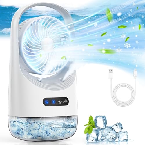 Portable Air Conditioners, 3 In 1 Personal Air Conditioner,3 Speeds USB Mini Air Cooler with 400ML Water Tank for Bedroom, Office, Living Room by Hiketrax - Used condition - US$34.55
