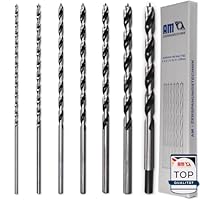 AM-Zerspanungstechnik Holzbohrer Set lang (7-teilig) | Schlangenbohrerset Ø4, 5, 6, 7, 8, 10, 12 x 230mm | Profi Bohrer Set für Holz | Holzspiralbohrer, lange Schalungsbohrer, Lochbohrer Holz