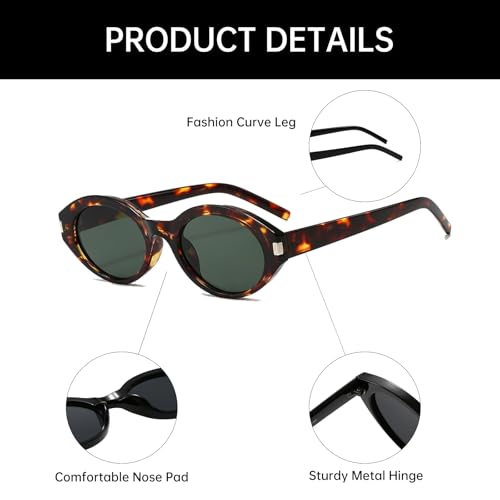 YAMEIZE Vintage Oval Sunglasses Women Men Retro Small Frame Sunglasses 90s Sun Glasses UV4004