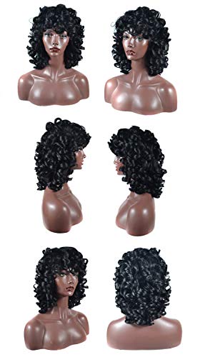 Perruque courte noire volume gros rouleau lâche bouclée - 8