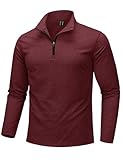 KEFITEVD 3/4 Zip Pullover Mens Thermal Long Sleeve Golf Shirts 1 4 Quarter Zip Fleece Pullover Winter Sweatshirts Wine Red XL