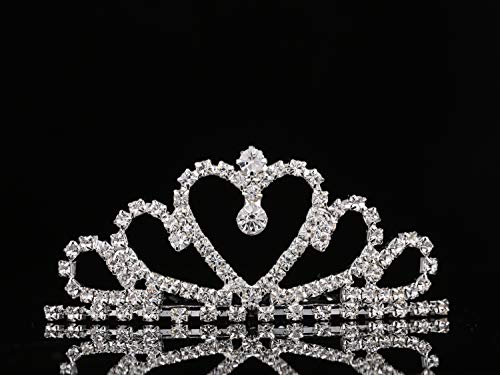 Lovelyshop Mini Heart Rhinestone Tiara for Wedding Bride Prom Birthday Pegeant Prinecess Party-6 Packs