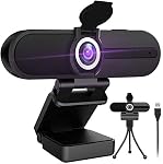 Webcam 4K avec microphone, webcam 8 mégapixels, caméra web Ultra HD pour ordinateurs, webcam pour portable bureau, webcam USB avec couverture de confidentialité, webcam professionnelle pour appels vidéo