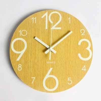 WOW Interiors Luminous Glow Number Wall Clock Silent Dark Quartz Classic Bedroom Night Clock Large Numerals (30 * 30 * 0.5Cm)
