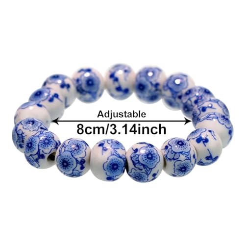 Women Porcelain Beads Bracelet Vintage Style Blue And White Porcelain Ceramics Wrist Bracelet2