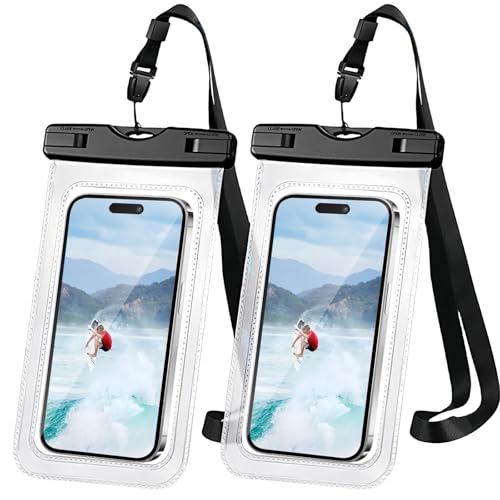 Foweroty Waterproof Pouch, Large Waterproof Cellphone Dry Bag for iPhone 15 14 13 Pro Max Max LG Samsung Cellphone, IPX8 Waterproof Phone Case Travel Accessories for Vacation Must Haves, 2 Pack-8.3