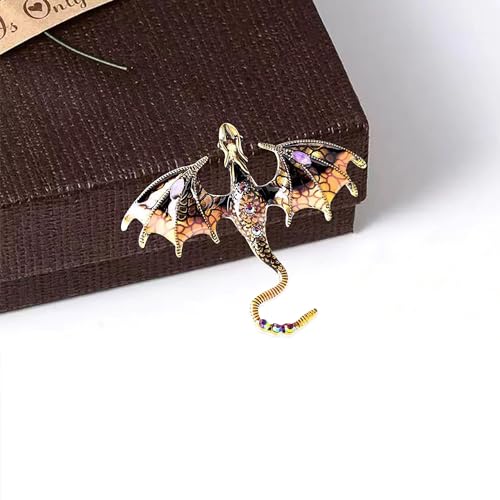 Image of Vintage Punk Dragon Animal Brooch - Domineering Flying Dragon Personality Clothing Accessories for Men and Women