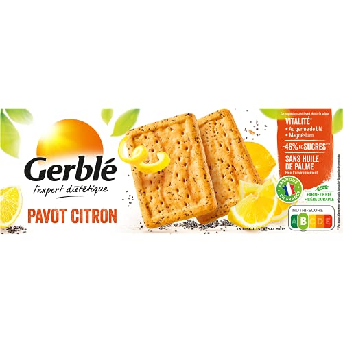 Gerblé Vitalité Biscuit Pavot Citron Sans Huile de Palme 4 Sachets Individuels 16 Biscuits 200 g 193575 Lot de 4 - vue 3