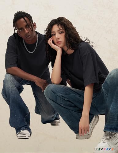 Image of Arssm Men Oversized T Shirts Vintage Tee Loose Fit Short Sleeve Casual Streetwear Baggy Washed Unisex Tops