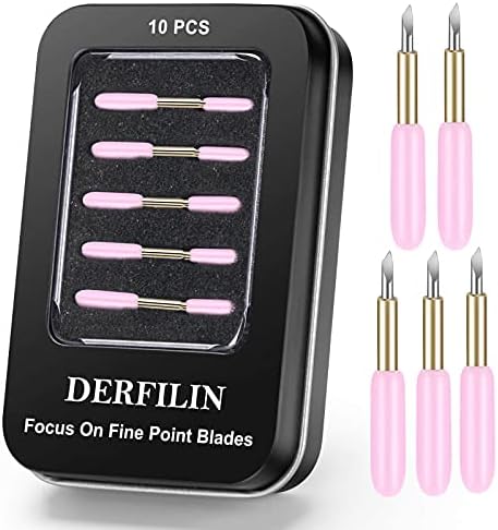 DERFILIN 10PCS Premium Fine Point Blades for Cricut Machines, 45 Degree Standard Cutting Blades Works with Explore Air/Air 2 Maker /Expression