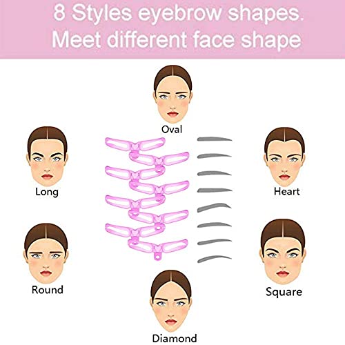 Eyebrow Stamp Stencil Kit,Eyebrow Stencils,Eyebrow Shaping Kit,8 Styles Reusable Eyebrow Stencil With Handle And Strap, Washable #TOP2