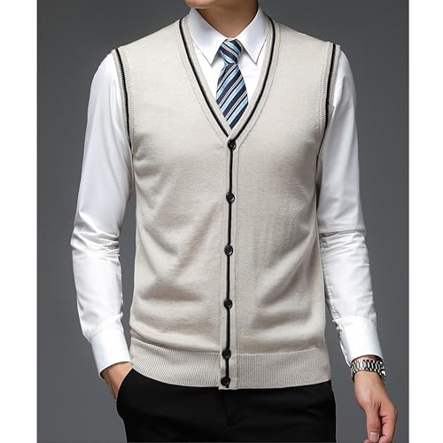 Men's Sweater Vest V Neck Casual Sleeveless Knitted Button Cardigan Soft Elastic Fit Slim Tank Top2