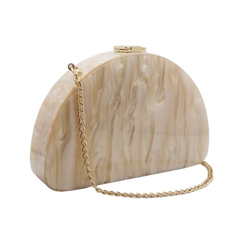 RomanticDesign Women Acrylic Handbag Semi-circular Unique Pattern Shell Bag Crossbody Handbag Shoulder Bag Chain Purse