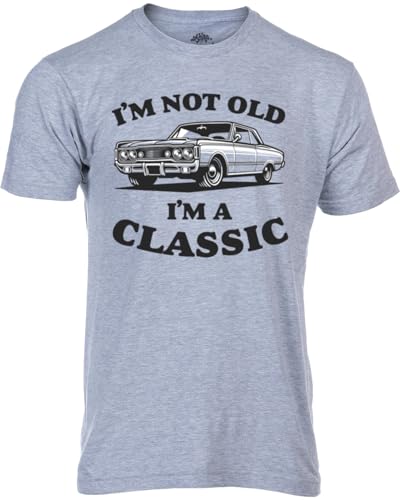 Im Not Old Im a Classic T-Shirt - Funny Car Guy Dad Gift Fathers Day Christmas Mechanic Present for Grandpa Papa Mens T-Shirt-(Grey XL)