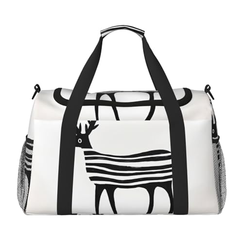 Funny deer Printed fitness travel bag. Perfect for yoga training, short trips, and swimming gear.