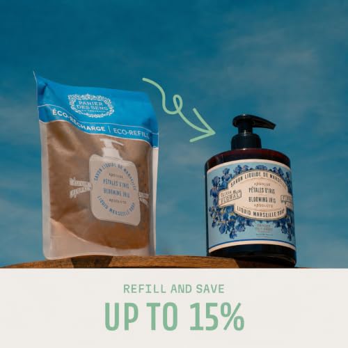 Image of Panier des Sens Iris Liquid Hand Soap, 33.8 fl oz | Premium French Liquid Hand Soap | Savon de Marseille Soap | 97% Natural Ingredients | Gentle Daily Cleansing