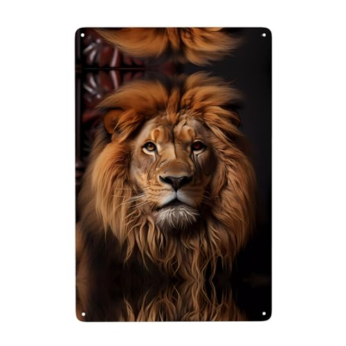 YYHHAOFA The Lion's Gaze Prints - Pintura decorativa de hojalata, resistente al desgaste y duradera (20,3 x 30,5 cm)