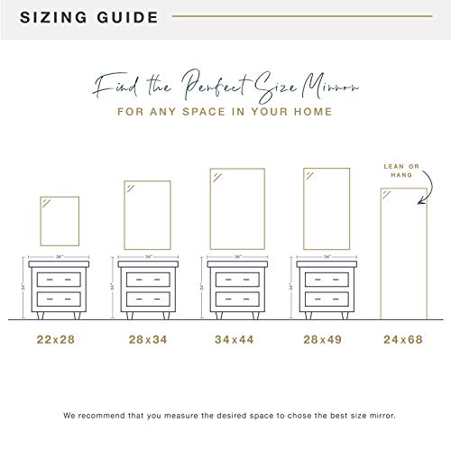 Image of MCS Ezra 28.66x49.66 Large Wall Mirror, Gray Woodgrain & Beveled Mirror, Vertical & Horizontal Wall Hanging Mirror for Bathroom, Bedroom & Livingroom