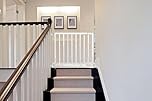 Safetots Top of The Stairs Screw Fitted Stair Gate, White Wooden, 63.5cm - 105.5cm, Wood Baby Gate, Screw Fit Safety Barrier, Stylish and Practical Safety Gate
