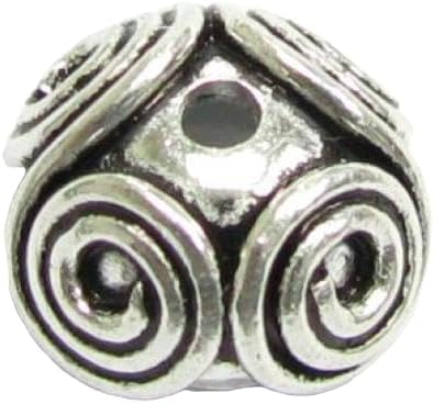 Dreambell 2 pcs .925 Bali Sterling Silver Swirl Flower Bead Cap 9mm / Findings/Antiqued