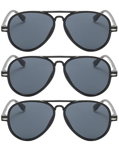 OWL 3 Pack Aviator Sunglasses for Kids UV400 Protection Lens Plastic Aviator Toddler Sunglasses Girls Boys