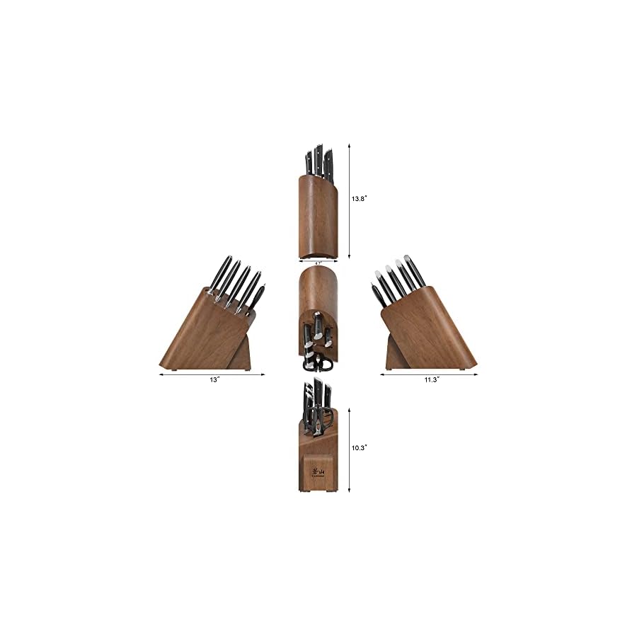 Cangshan HELENA Series German Steel Forged Cleaver Knife Block Set (7-Piece, Black)