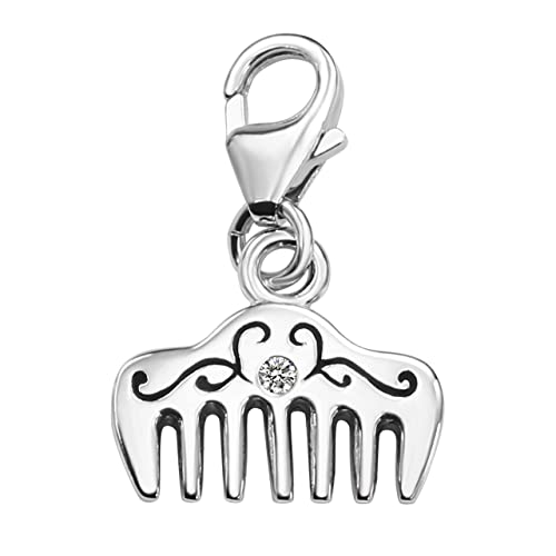 Jovivi 925 Sterling Silver Make Up Charm Hair Dresser Comb Stylist Clip On Charms Enameled Dangling Pendant Charm Lobster Clasp for Bracelet or Necklace Women Fine Jewelry Gift