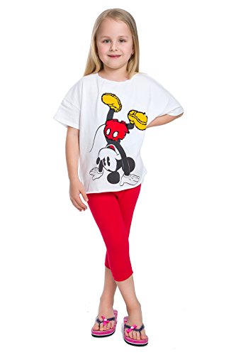 FUTURO FASHION Toddlers Girls Capri Leggings 3/4 Pants Basic School Sports Dance Kids Cropped Capri Summer Leggings, Age 2-13 Red