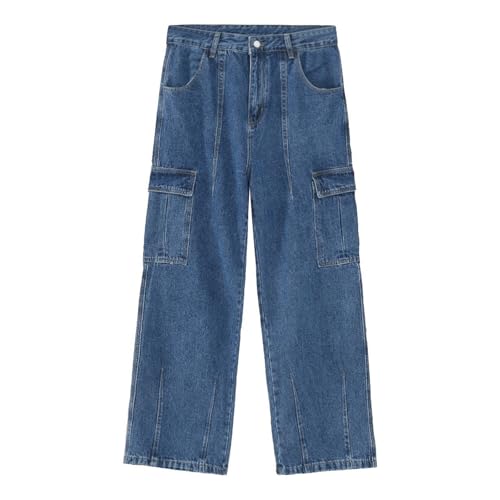 Men's Denim Jeans High Street Wide Leg Workwear Straight Leg Loose Slim Retro Casual Pants for Men