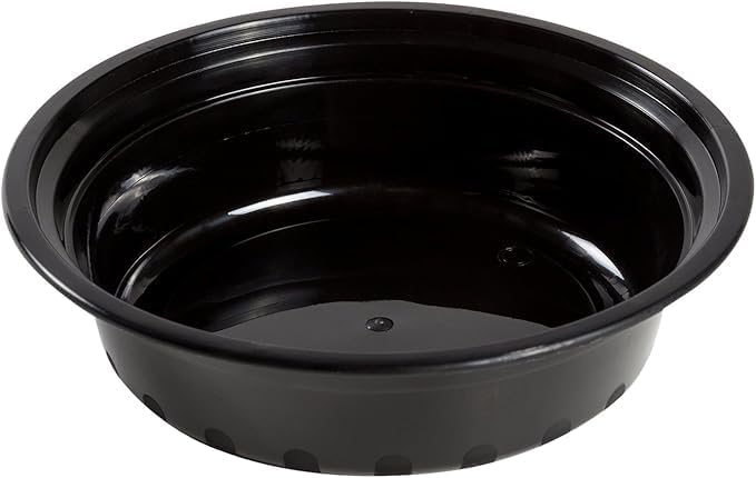 24 Oz Black Microwaveable Pp Teriyaki Bowl With Clear Lid Combo 300/Case