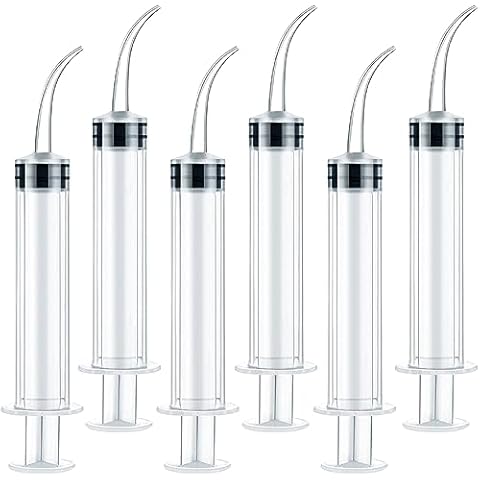 6 Pack Dental Irrigation Syringe, Wisdom Teeth Syringes with Curved Tip for Tooth Cover