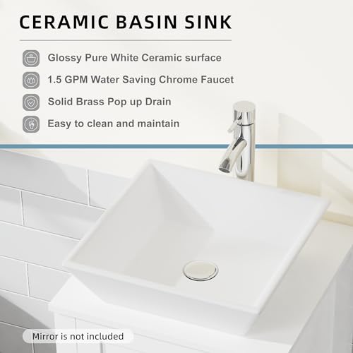 Homecart 18” Bathroom Vanity and Sink Combo for Small Space, Wood Storage Bathroom Cabinet with Sink, Faucet, Drain, White
