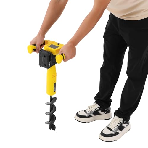 SuhoFutus Tarière sans fil 350 W 550 tr/min, couple de 30 x 8 cm, pour percer efficacement des trous, des plantes et éliminer les mauvaises herbes, avec embout de perçage, batterie et chargeur