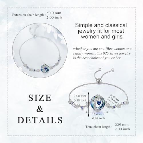 POPLYKE Tree of life Bracelet for Women Sterling Silver Tree Jewelry Birthstone Charm Bracelet Gemstone Anniversary Birthday Christmas Gifts for Wife Mom4