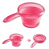 Folding Water Ladle Collapsible Spoon Collapsible Scoop Cup material Thicken great for Bathing Kitchen Ladles Bathroom Hair Washing Water Scoop (Pink)